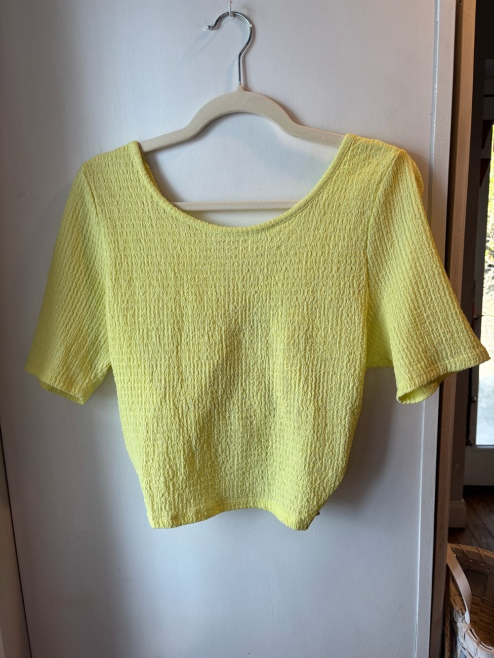 O'Neill Sunny Yellow Textured Scoop Neck Short Sleeve Top